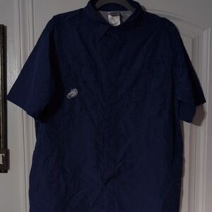 Pro Edge Dark Blue Casual Button Down Shirt